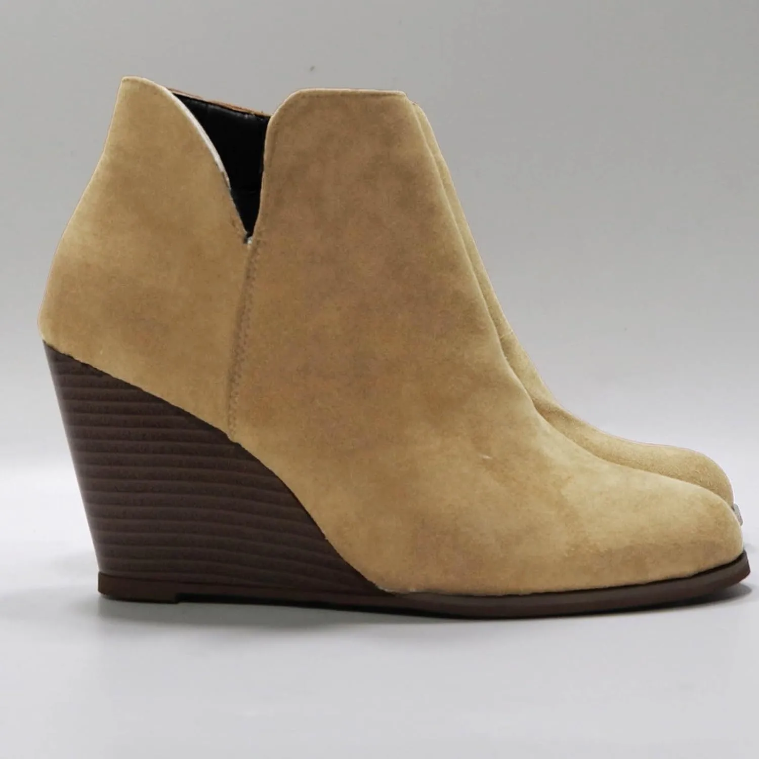 Ankle Boots for Women, Women's Non-Slip Thick Heel Round Toe Wedding Boots Fashion Wedge Suede Side Zipper Ankle Boots