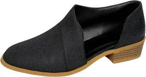 Ankle Boots for Women's Chelsea Fashion Retro Cut Out Low Heel Chunky Stacked Shoes Pointed Toe Casual Western Booties