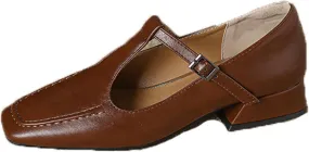 bbruriy Womens Chunky Heels Square Toe Block low Heel Mary Janes Pump T-strap Comfort Casual Dress Shoes