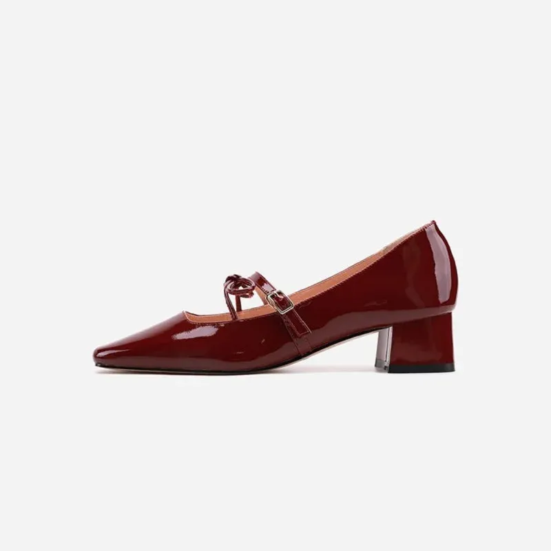 binfenxie Women Pumps Mary Jane Shoes Retro Style Thick Heel Elegant  Women Shoes Square Toe Spring Autumn Real Leather  Simple Pumps