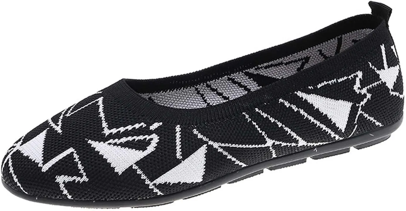 Black Ballet Flats for Women Comfort Slip on Round Toe Flat Shoes Casual Walking Shoe Bow Dressy Sandals Work Office Footwear
