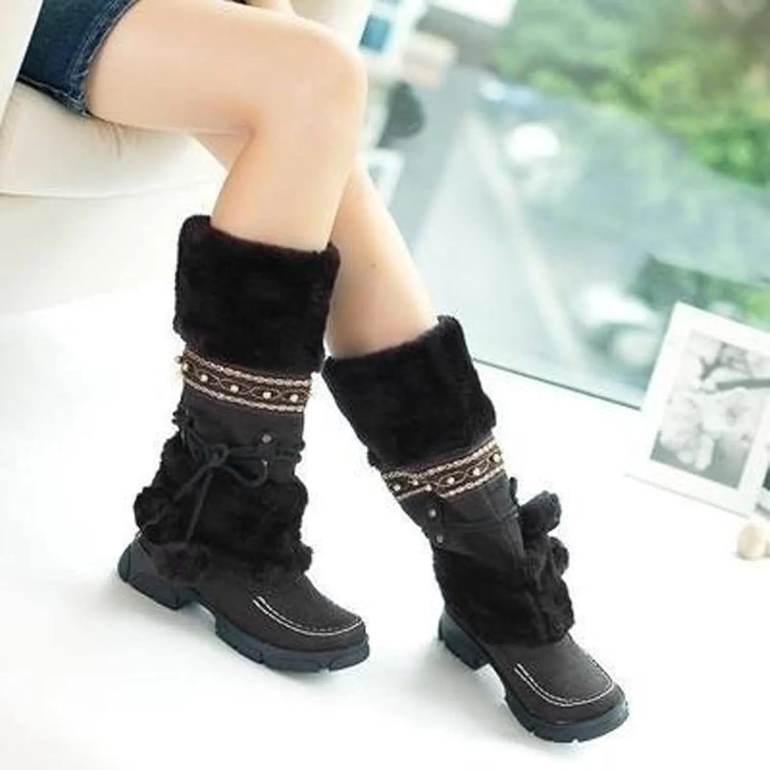 Boots for Women Mens Snow Boots Winter Slip On Shoes Ankle Booties Anti-Slip Water Resistant Fully Fur Lined Outdoor Sneakers