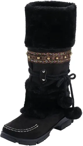 Boots for Women Mens Snow Boots Winter Slip On Shoes Ankle Booties Anti-Slip Water Resistant Fully Fur Lined Outdoor Sneakers