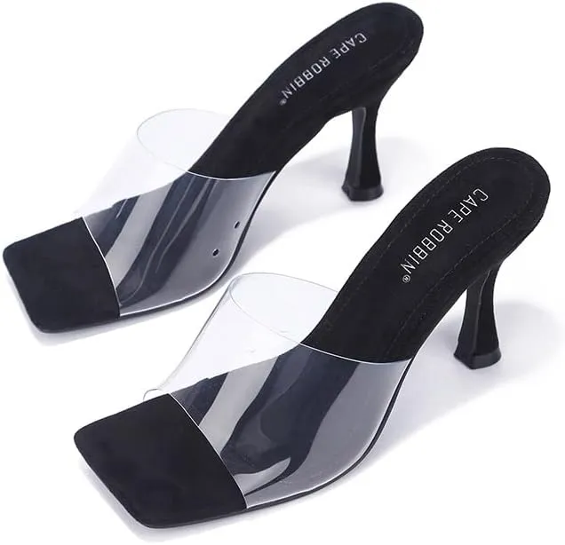 Cape Robbin Clear Sexy High Heels for Women, Transparent Open Toe Shoes Heels for Women