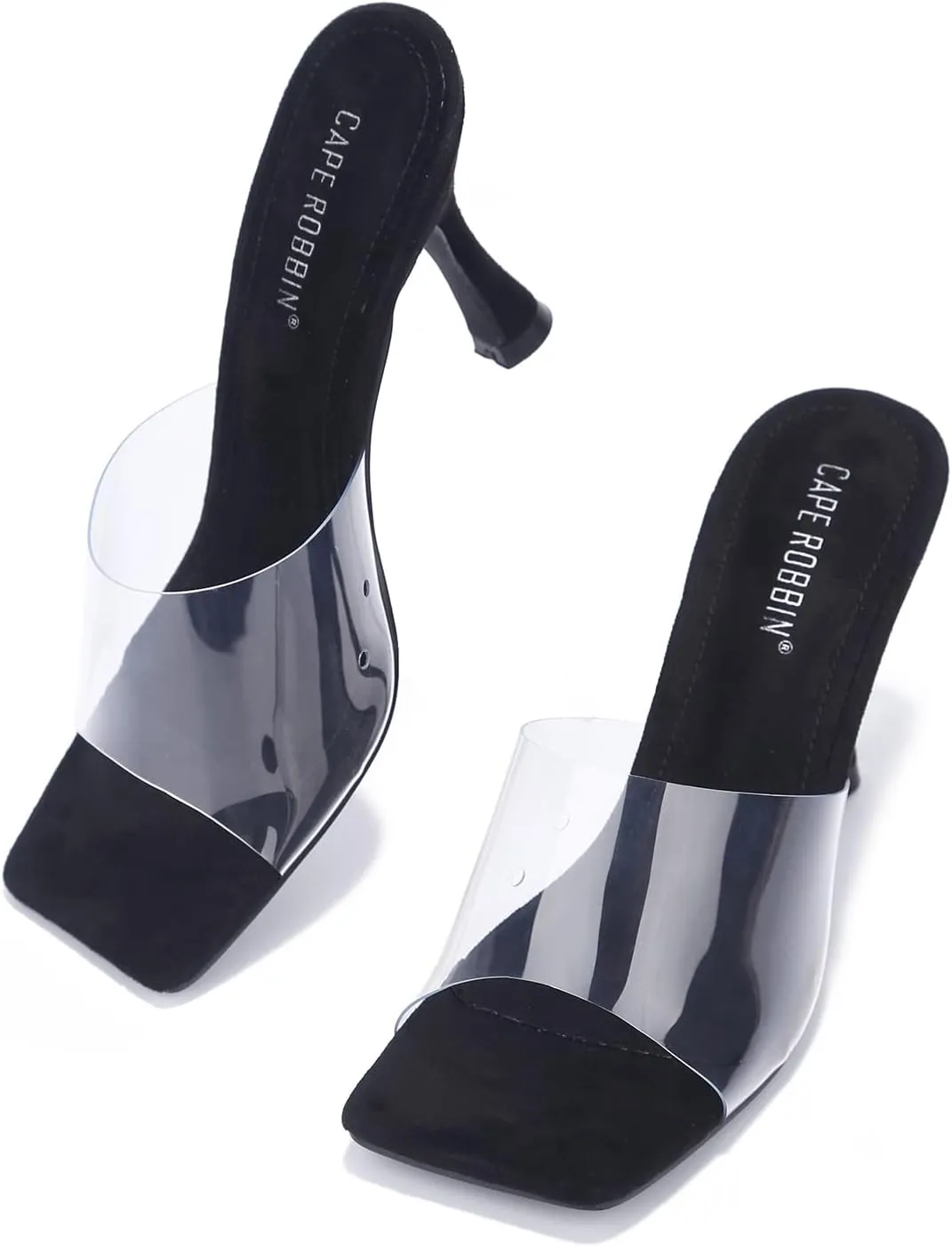 Cape Robbin Clear Sexy High Heels for Women, Transparent Open Toe Shoes Heels for Women
