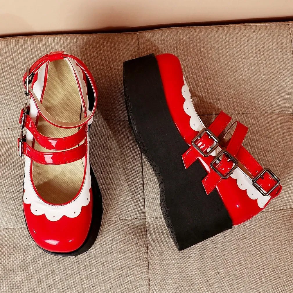 Caradise Womens Platform Mary Jane Wedges Cute Goth Lolita Cosplay Dress Shoes