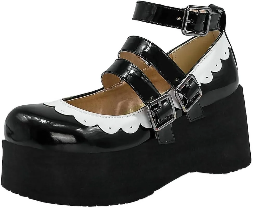 Caradise Womens Platform Mary Jane Wedges Cute Goth Lolita Cosplay Dress Shoes