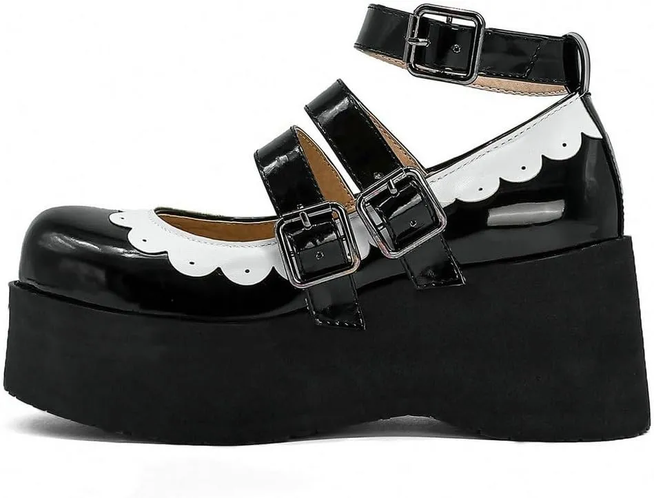 Caradise Womens Platform Mary Jane Wedges Cute Goth Lolita Cosplay Dress Shoes