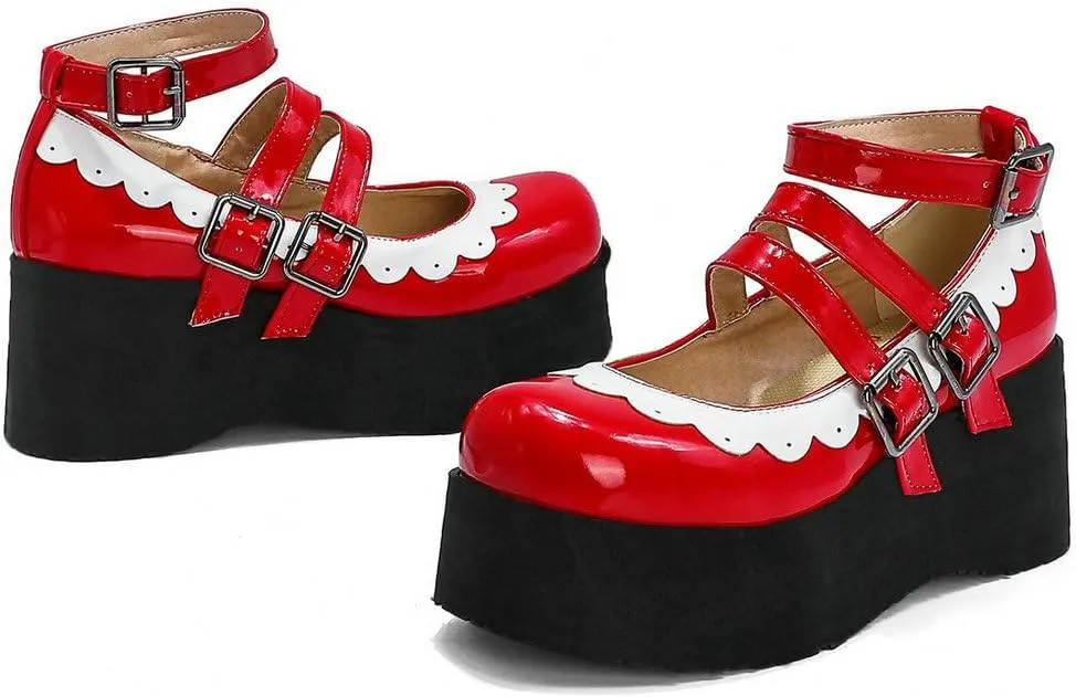 Caradise Womens Platform Mary Jane Wedges Cute Goth Lolita Cosplay Dress Shoes