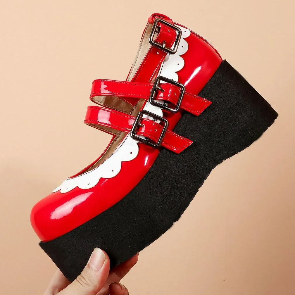 Caradise Womens Platform Mary Jane Wedges Cute Goth Lolita Cosplay Dress Shoes