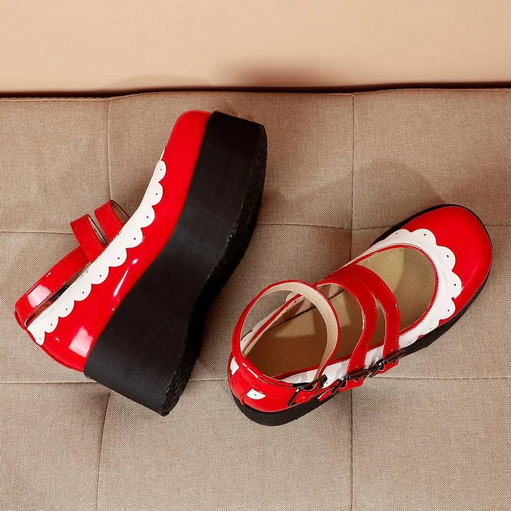 Caradise Womens Platform Mary Jane Wedges Cute Goth Lolita Cosplay Dress Shoes