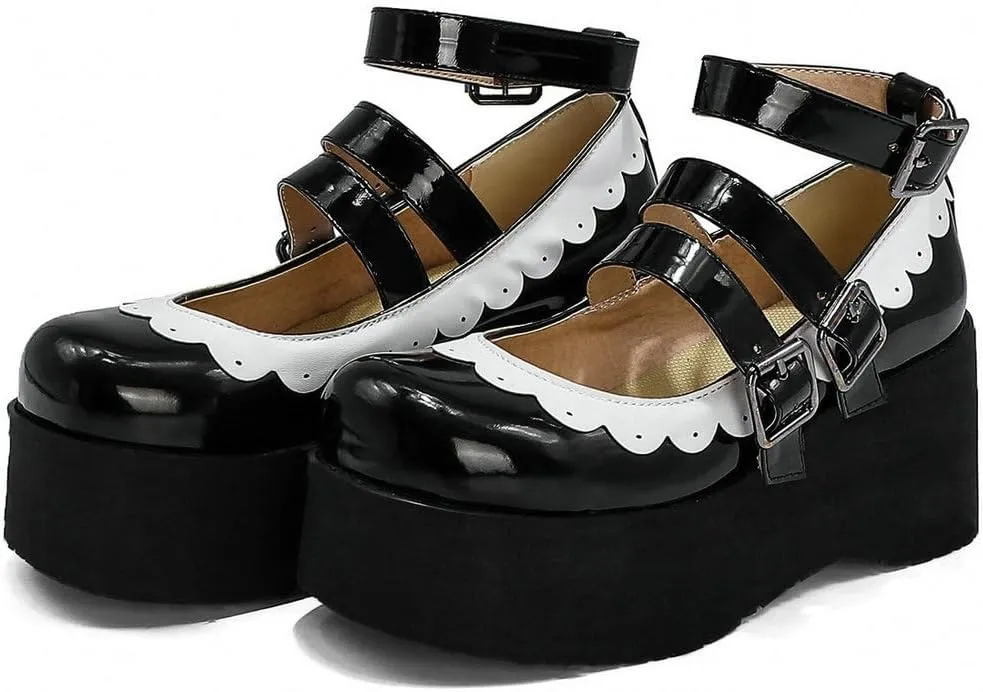 Caradise Womens Platform Mary Jane Wedges Cute Goth Lolita Cosplay Dress Shoes