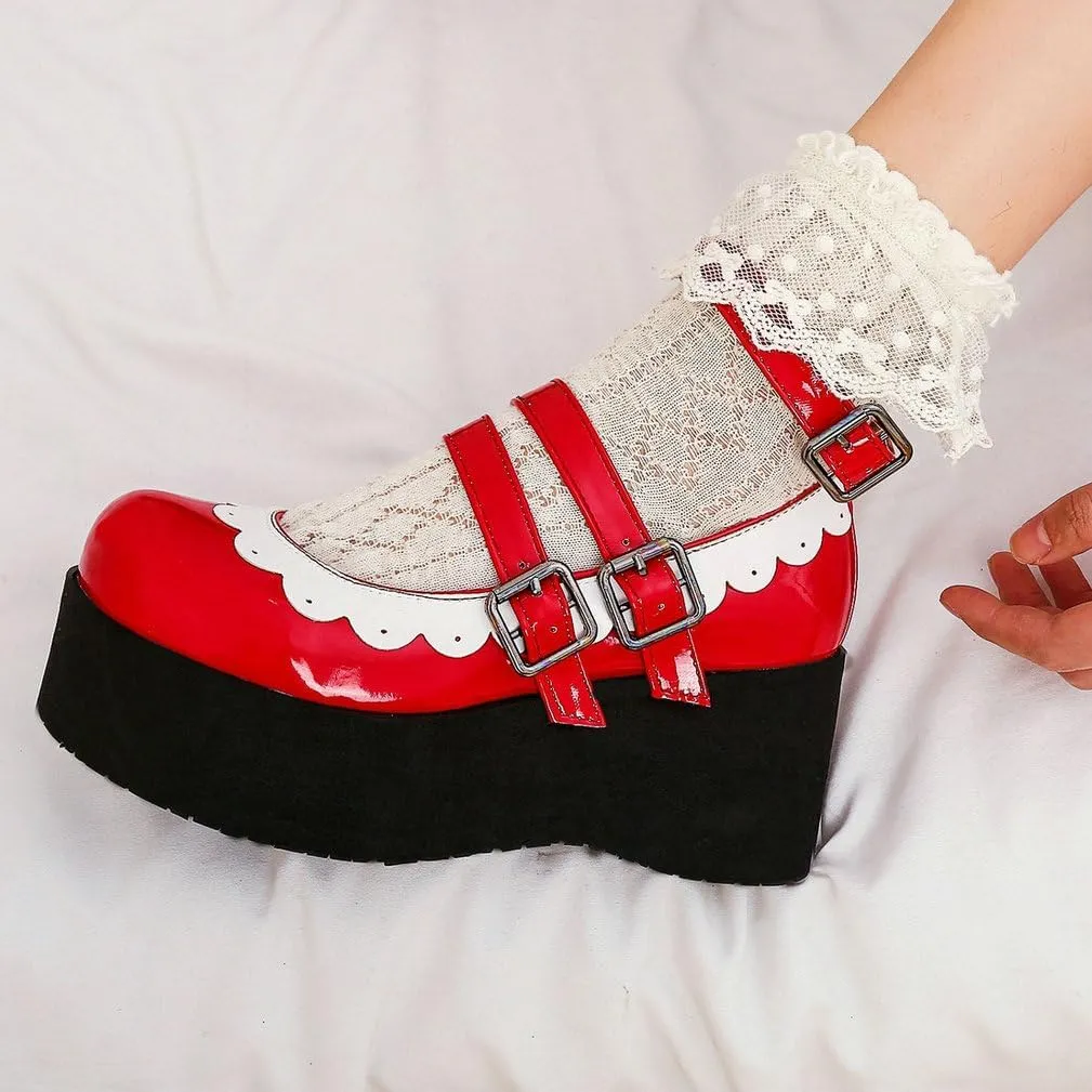 Caradise Womens Platform Mary Jane Wedges Cute Goth Lolita Cosplay Dress Shoes