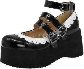 Caradise Womens Platform Mary Jane Wedges Cute Goth Lolita Cosplay Dress Shoes