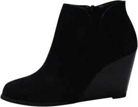 Cathalem Ankle Booties for Women Retro Cutout Comfy Short Boots V Cut Wedges Ankle Boots Stacked Chunky Block Heels Shoes
