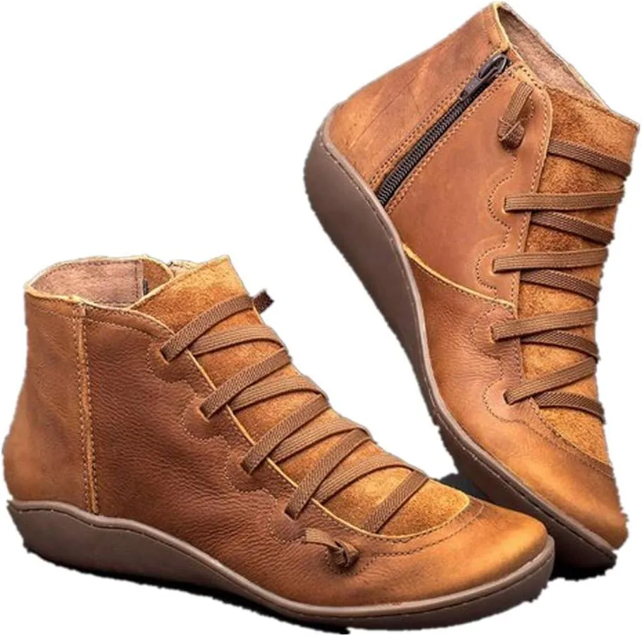 Cathalem Ankle Boots for Women 2024 New Flat Heel Ankle Cowgirl Boots Arch Support Pointed Toe Short Womens Cowboy Boots