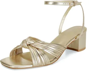 Dsevht Womens Bow Knot Heels Sandals Square Open Toe Chunky Heels Strappy Ankle Strap Sexy High Heel Sandals for Women