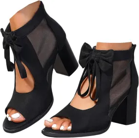 Lausiuoe Chunky Heels For Women Dressy Open Toe Ankle Strap Chunky Block High Heel Pump Shoes Casual Summer Wedge Sandals