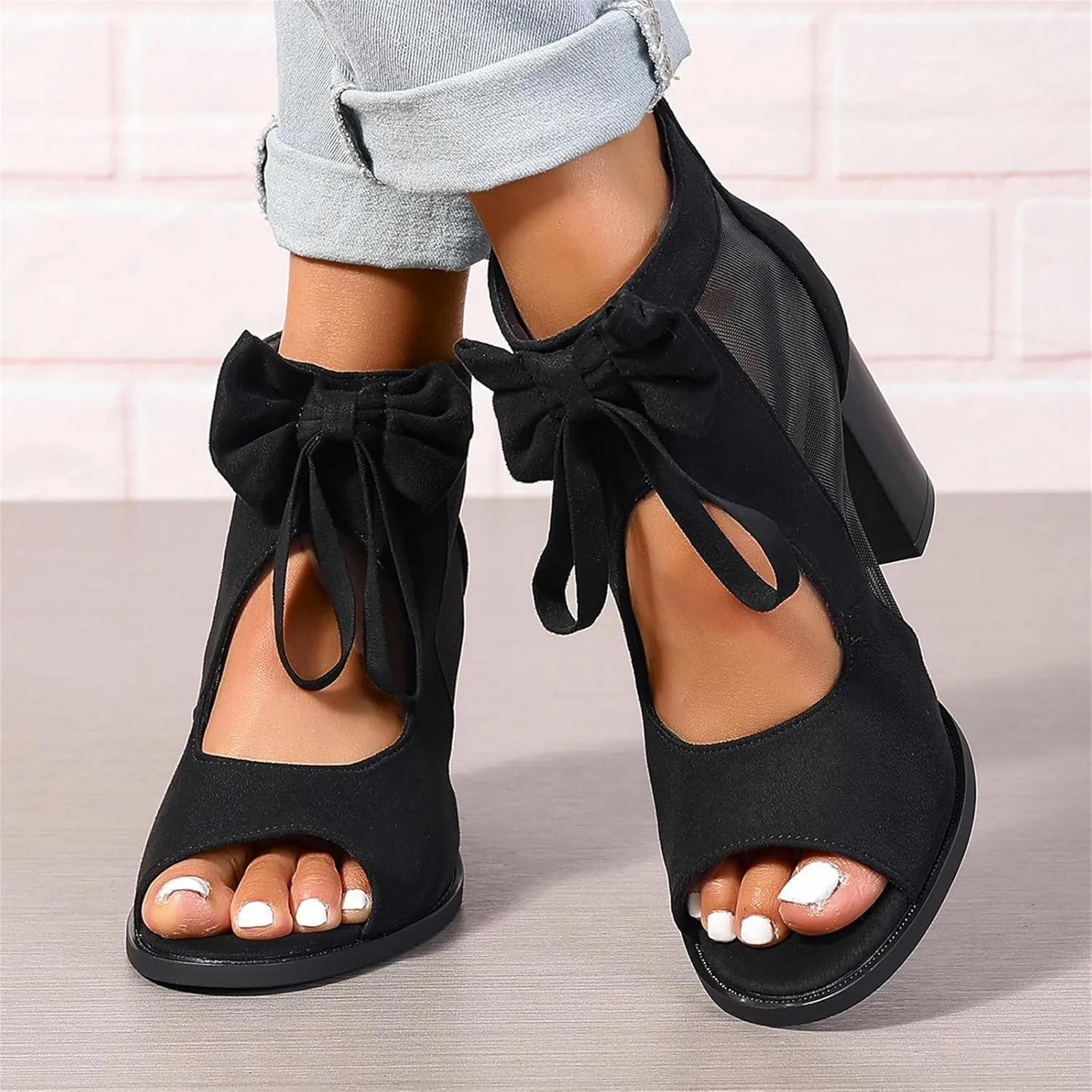 Lausiuoe Chunky Heels For Women Dressy Open Toe Ankle Strap Chunky Block High Heel Pump Shoes Casual Summer Wedge Sandals