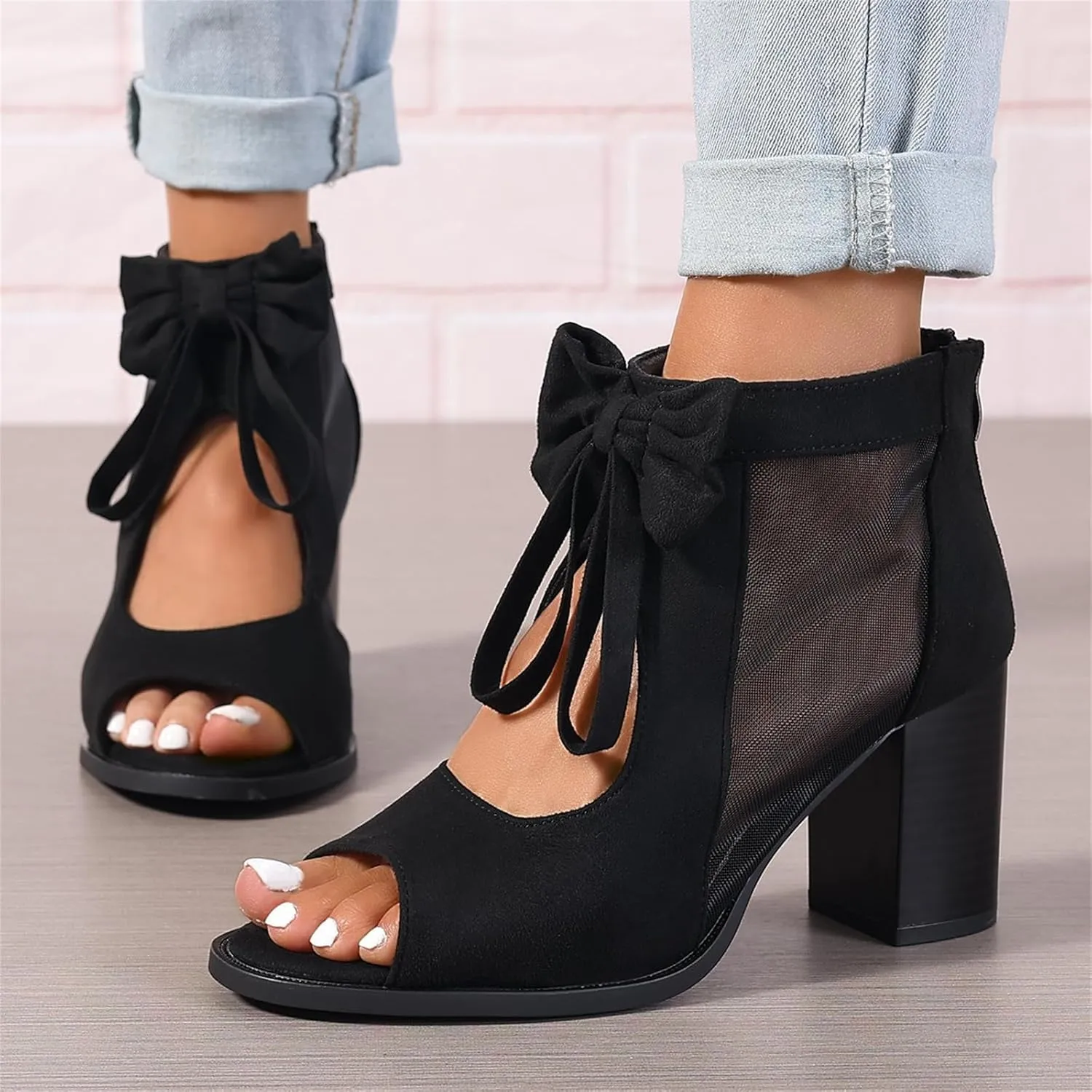Lausiuoe Chunky Heels For Women Dressy Open Toe Ankle Strap Chunky Block High Heel Pump Shoes Casual Summer Wedge Sandals