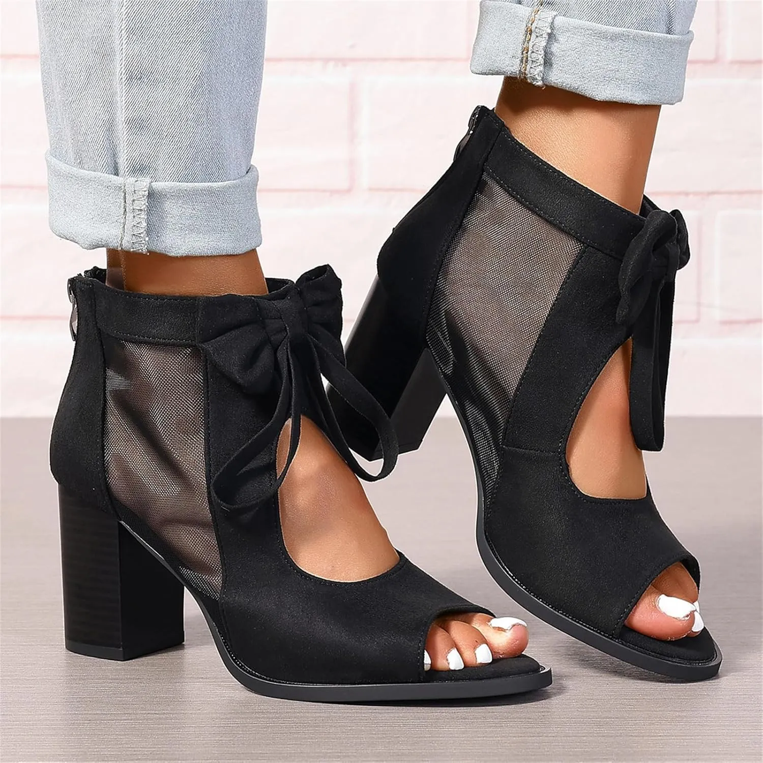 Lausiuoe Chunky Heels For Women Dressy Open Toe Ankle Strap Chunky Block High Heel Pump Shoes Casual Summer Wedge Sandals