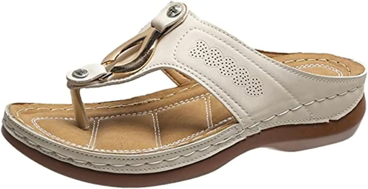 Lausiuoe Orthopedic Dress Sandals For Women Plantar Fasciitis Comfortable Thong Flip Flops For Flat Feet with Arch Support