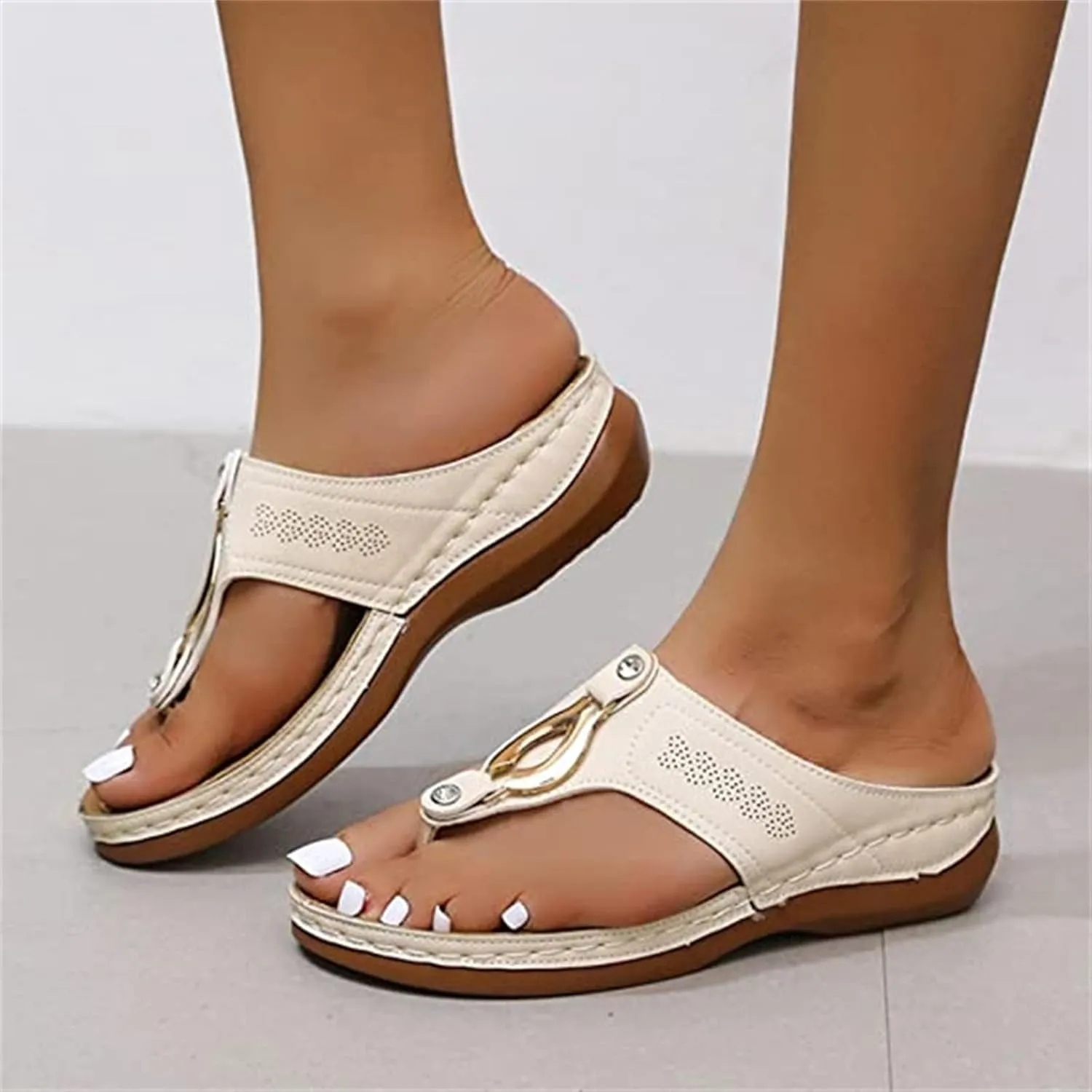 Lausiuoe Orthopedic Dress Sandals For Women Plantar Fasciitis Comfortable Thong Flip Flops For Flat Feet with Arch Support