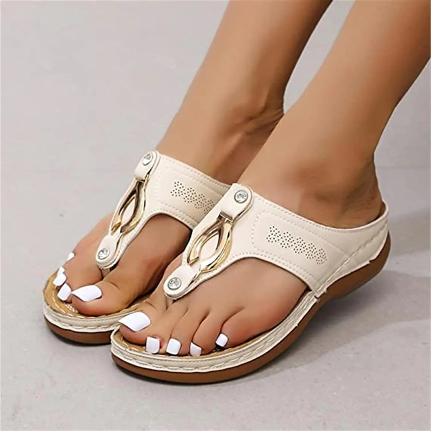 Lausiuoe Orthopedic Dress Sandals For Women Plantar Fasciitis Comfortable Thong Flip Flops For Flat Feet with Arch Support