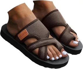 Lausiuoe Orthopedic Sandals For Women Arch Support Walking Sandals Summer Casual Comfort Orthotic Slippers Slides Flip Flops