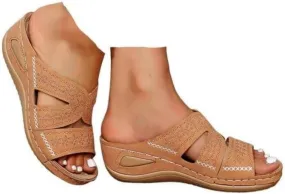 Lausiuoe Sandals Women Dressy Summer Flat Cute Casual Beach Shoes Fashion Orthotic Slides Comfy Slip On Orthopedic Slippers