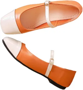 Mary Jane Flats Shoes Women Ankle Strap Ballet Flats Shoes Gold Ballerina Flats Dress Shoes Casual Walking Shoes Two Tone