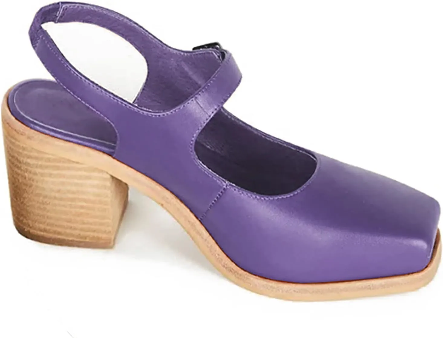 MOOMMO Women Block High Heel Slingback Mary Jane Pumps Platform Square Toe Ankle Buckle Strap Closed Toe Sandals 3 Inch Stacked Chunky Heel Dress Pumps Matte Vintage Comfy Office Daily 4-11 M US
