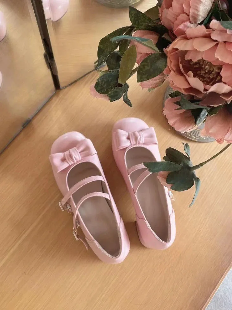 MQTIME  -  Japanese Lolita Kawaii Sandals Women College Style Bow Design Sweet Mary Janes Shoes Female Pure Color Casual Shoes Autumn 2024