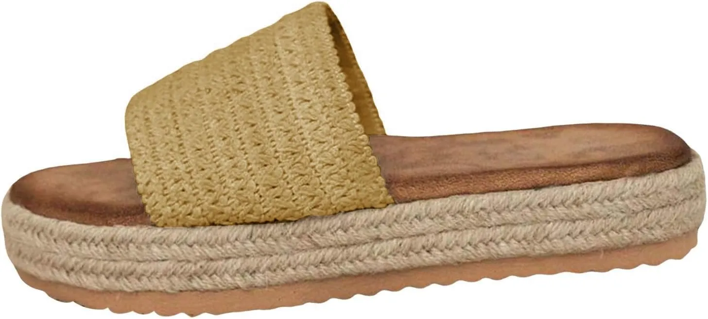 Platform Sandals Women Wedge Espadrilles Slip on Summer Sandals Bohemia Vacation Slides Open Toe Beach Sandal Outdoor