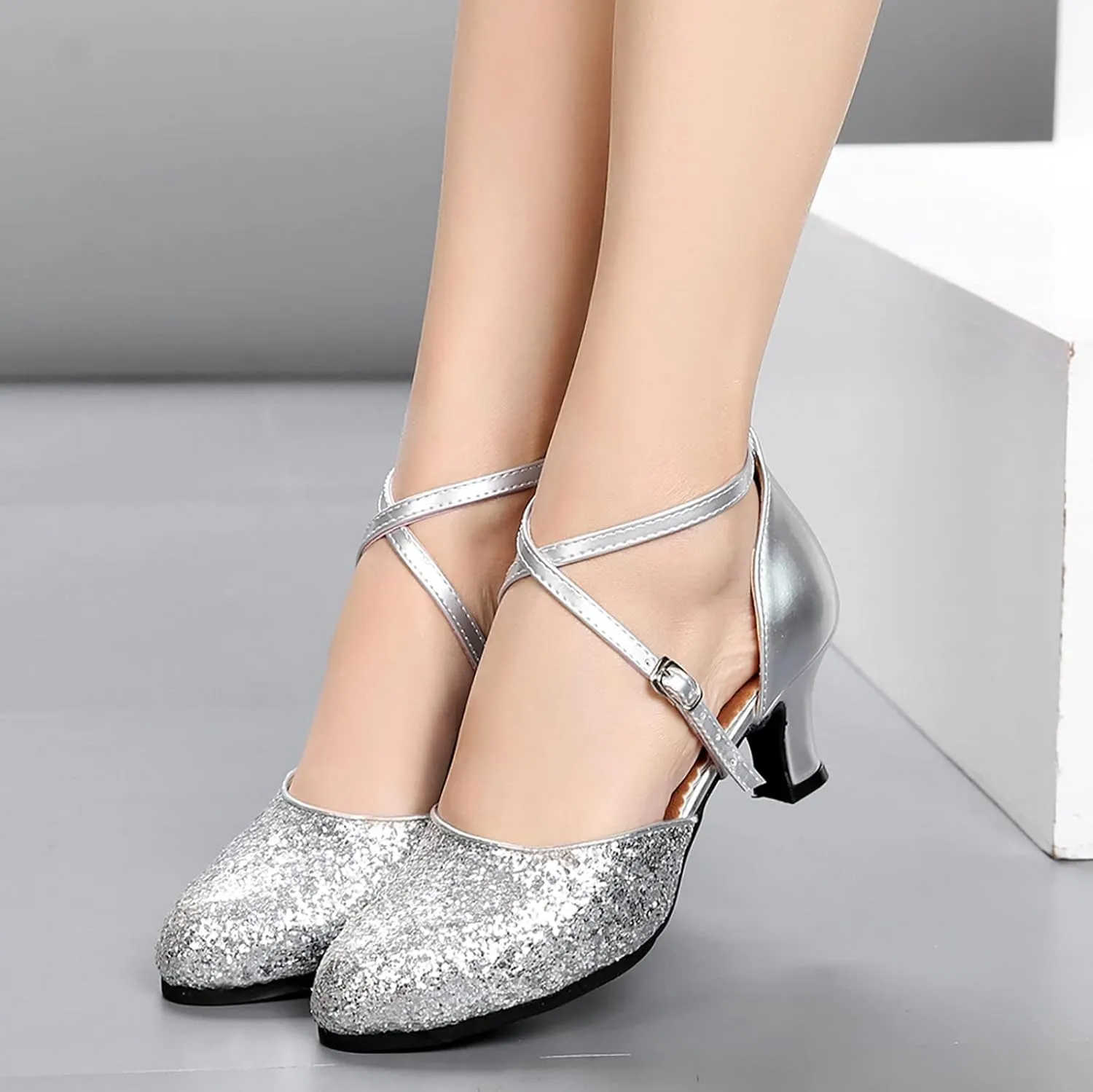 Sandals Shoes Women Nine Sandals For Womens Latin Dance Shoes Sandals Heeled Ballroom Tango Party Sequin Dance Shoes