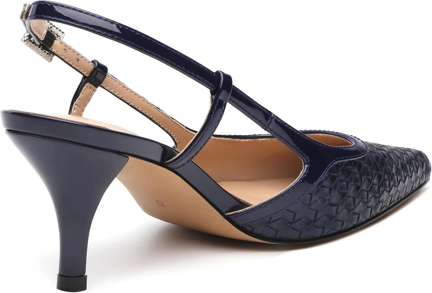 Slingback Heels for Women Closed Pointed Toe Kitten Heels Pumps Shoes Embossed Woven Dress Party Office Shoes 2.5 Inch