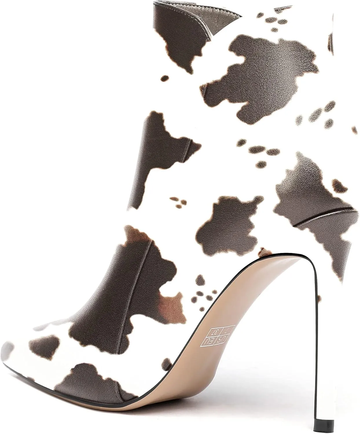 WAYDERNS Women's Side Zipper Pointed Toe Matte Stiletto High Heel Ankle High Boots 4 Inch
