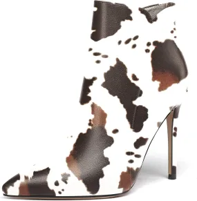 WAYDERNS Women's Side Zipper Pointed Toe Matte Stiletto High Heel Ankle High Boots 4 Inch