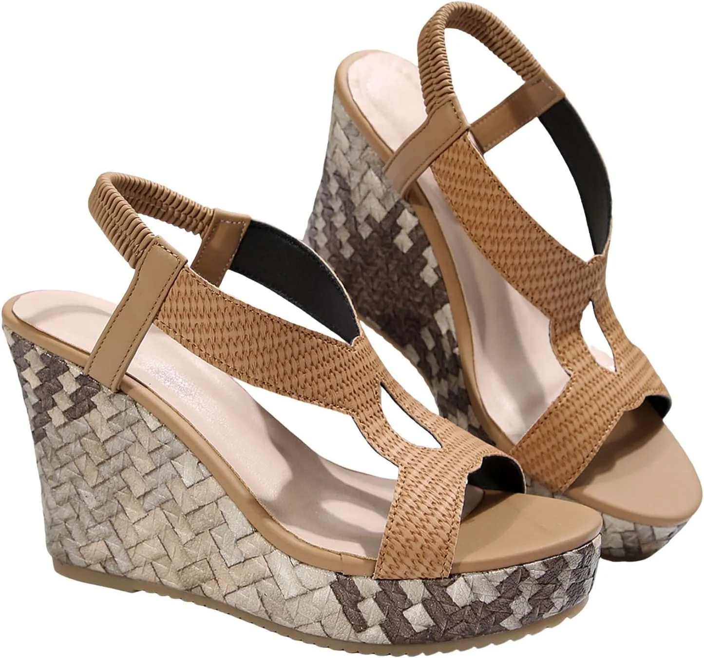 Wedge Sandals for Women 2025 Dressy Open Toe Espadrilles Sandals Comfortable Ankle Strap Platform Denim Shoes Boho Beach Summer Orthopedic High Wedges Walking Strappy Slip on Flats