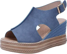 Wedge Sandals for Women Open Toe Buckle Strap Ankle Boots Vintage Hollow Out Platform Sandals Summer Casual Shoes