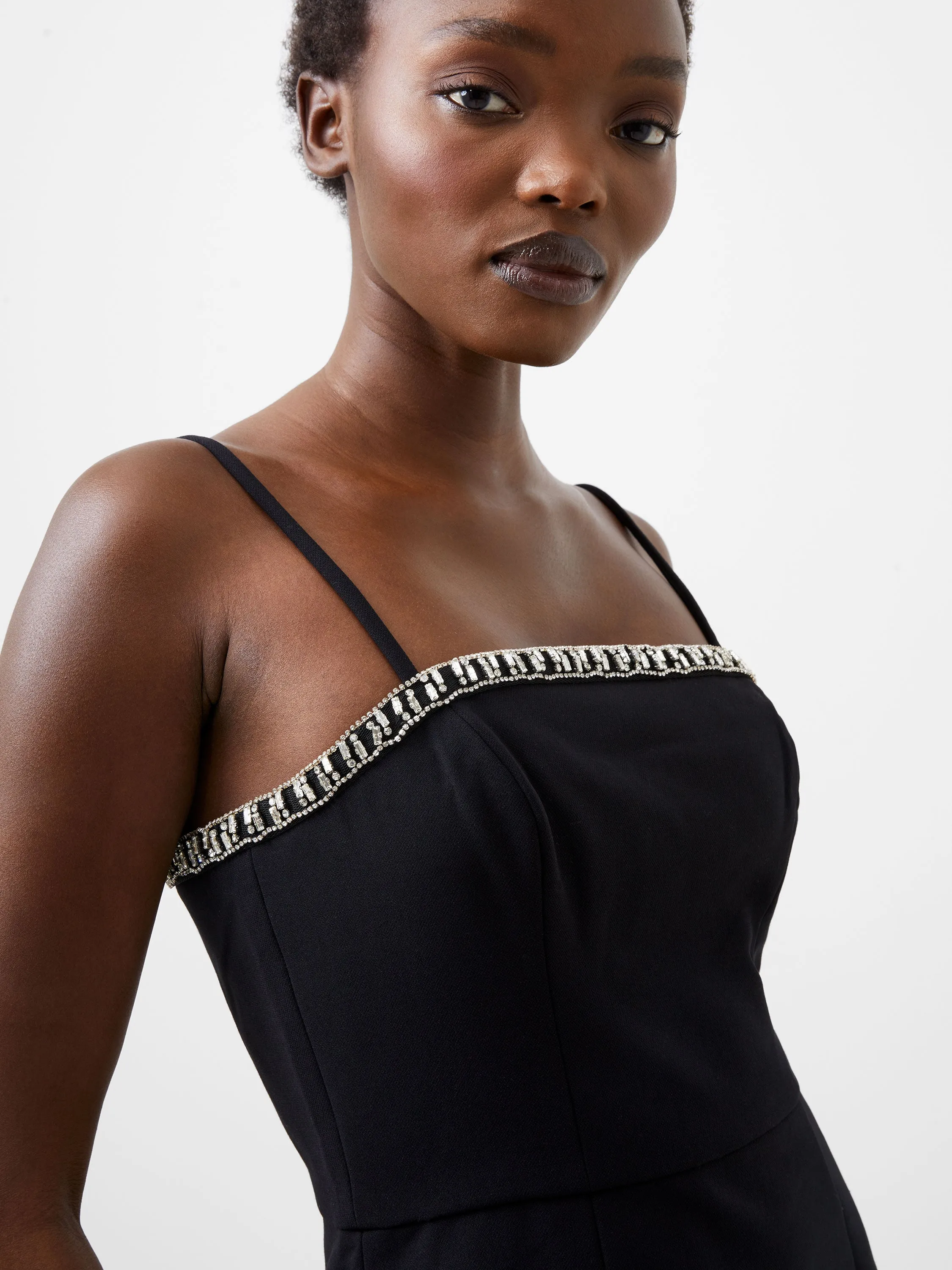 Whisper Embellished Neck Dress