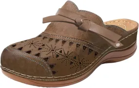 Wide Width Clogs and Mules Shoes Women Support Anti-Slip Summer Sandal Vintage Closed Toe Snadals Hollow Casual Wedge Sandals Beach Sports Cute Slippers