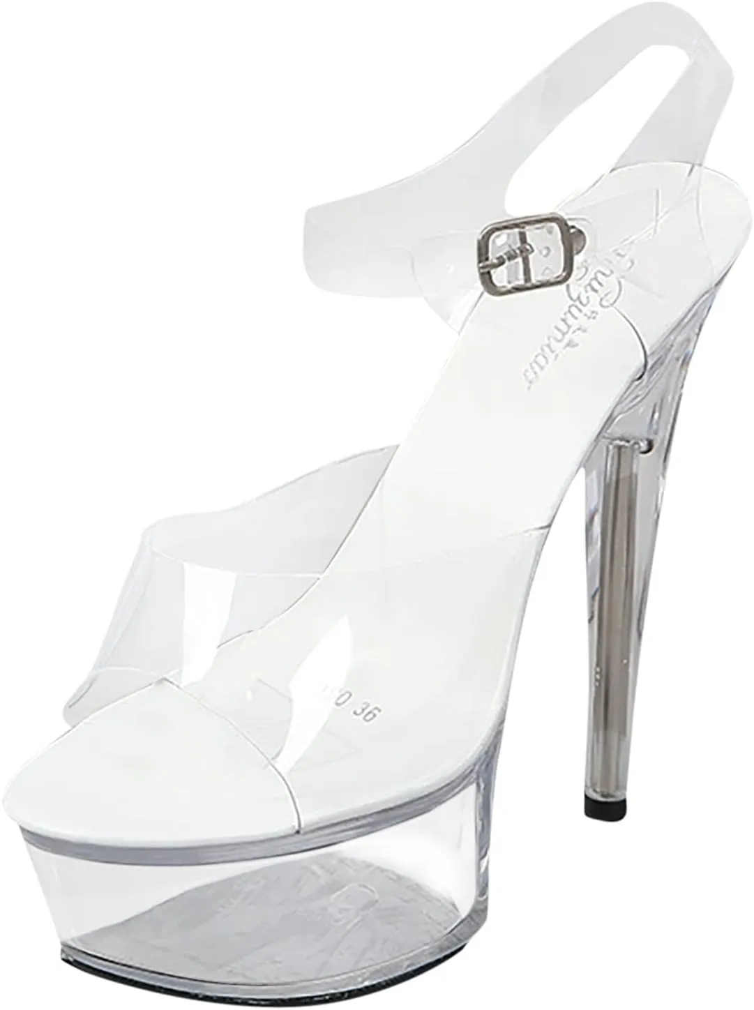 Women's Clear Heels Sandals with Transparent Platform Ankle Strap Sandals Adjustable Buckle Stiletto High Heel Shoes Stylish Open Toe Heeled Dress Pumps Shoes for Women in Daily Wear Party Wedding