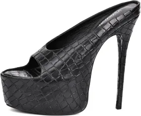 Women's Platform High Stiletto Heels Open Slip On Sandals Peep Toe Pumps Shoes for Dress Wedding Party Club 6 inch Heels
