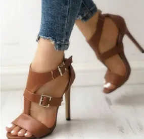 ZBYY Women's Ankle Straps Open Toe Stiletto High Heels Sandals Ankle Strap Wedding Dress High Pump Heeled Sandals